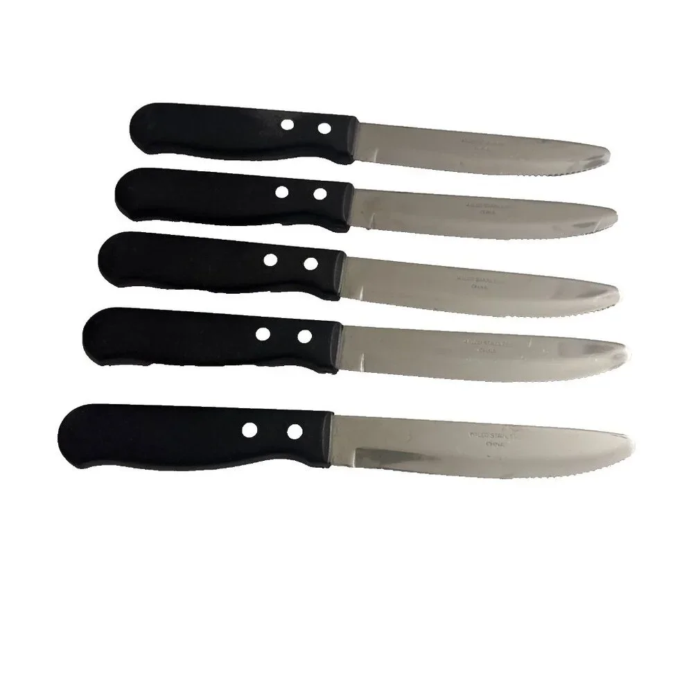 WALCO 9 in Steak Knives with Black Handles Set of 5